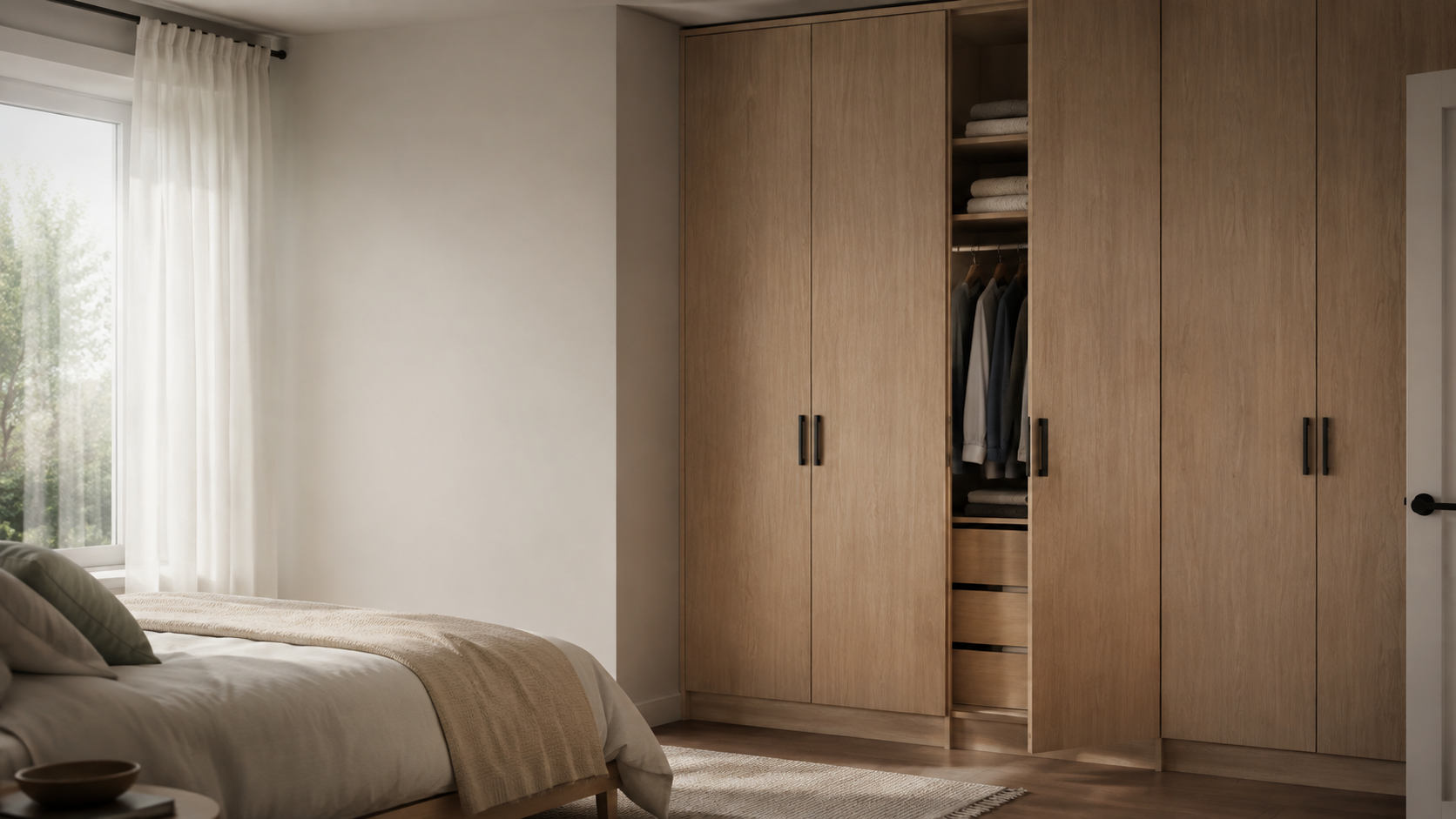 Made-to-order wardrobe in a bedroom