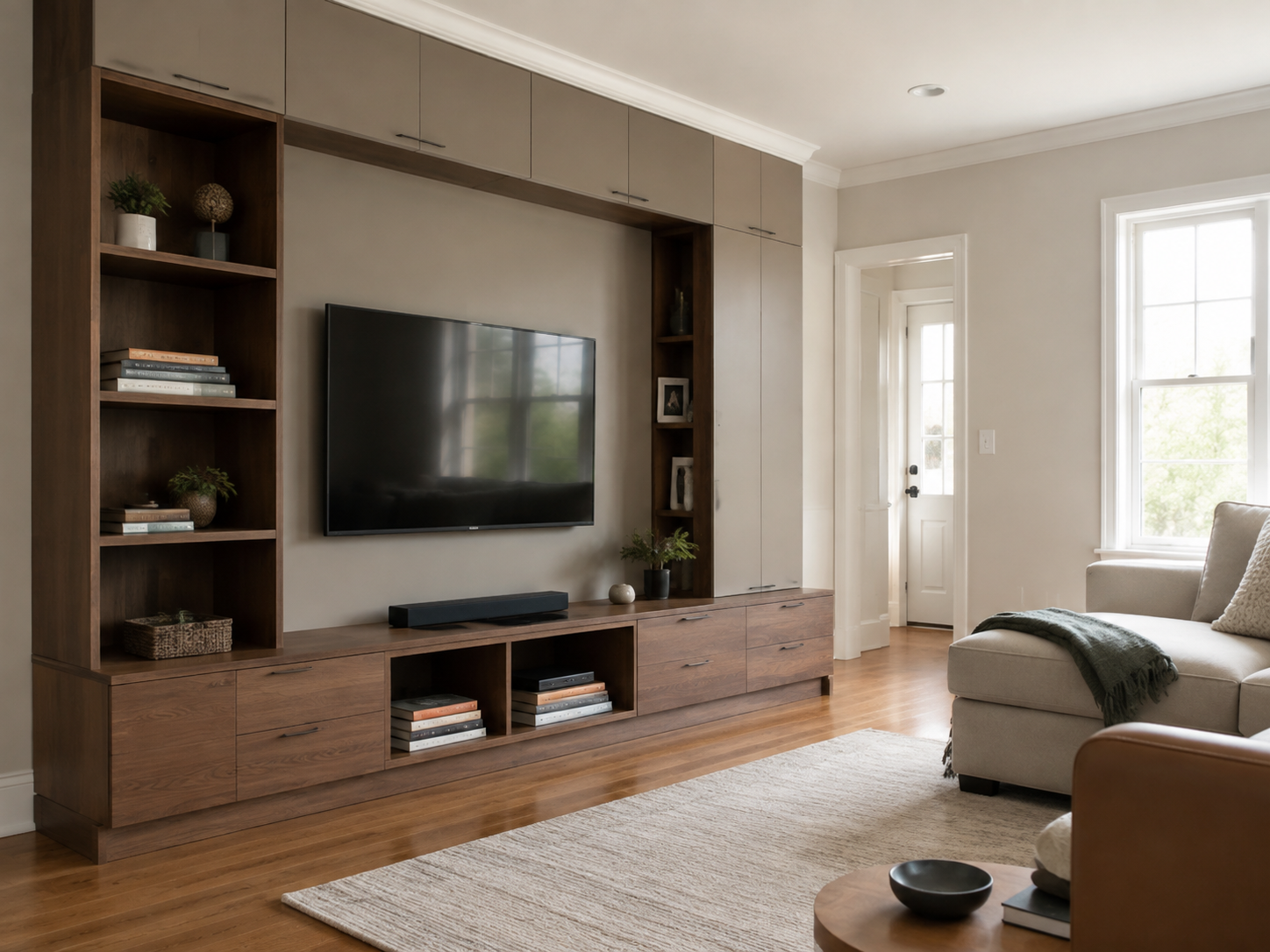 Custom media console and wall storage