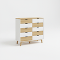 Modern custom panel chest of drawers in white and wood finish