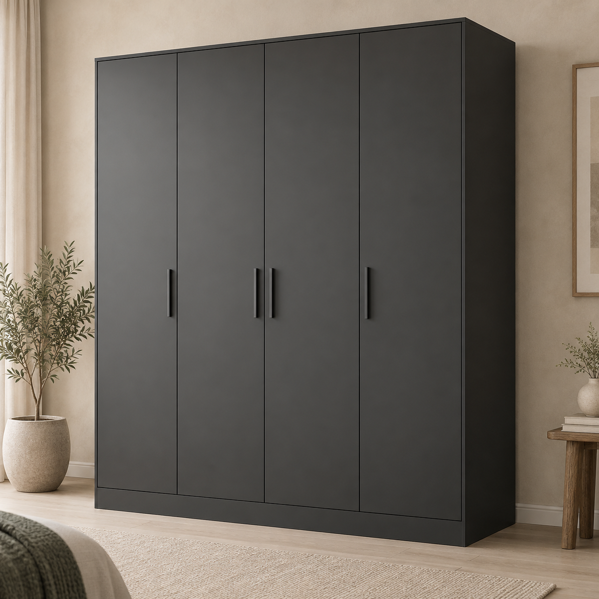 AI design concept: Ink Four-Door Wardrobe, engineered-panel wardrobe