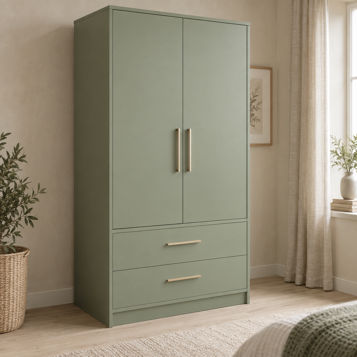 AI design concept: Sage Drawer-Base Wardrobe, engineered-panel wardrobe