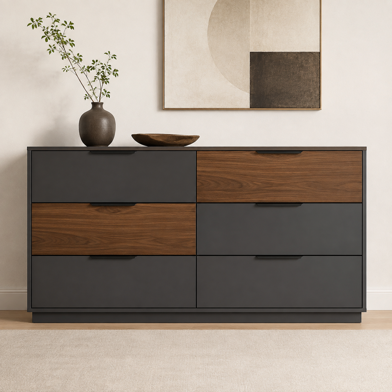 Modern custom panel chest of drawers