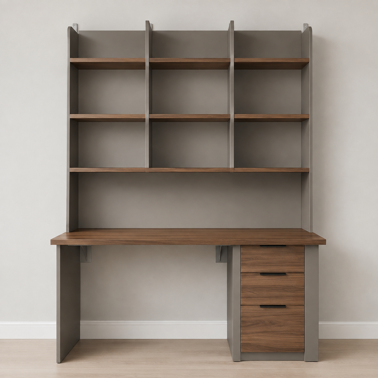 Desk and shelf wall configuration